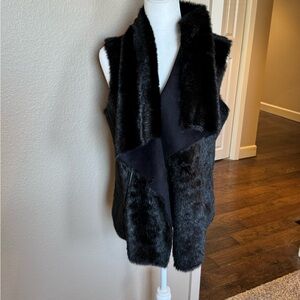Kenneth Cole Black Plush Vest with Shawl Collar